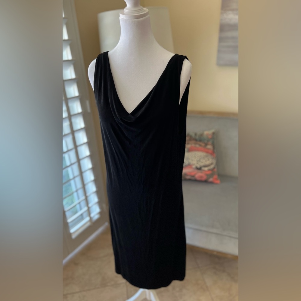 Chico’s Sophisticated Black Sleeveless Midi Dress